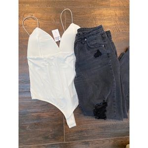 White Thong Padded Cup Body Suit